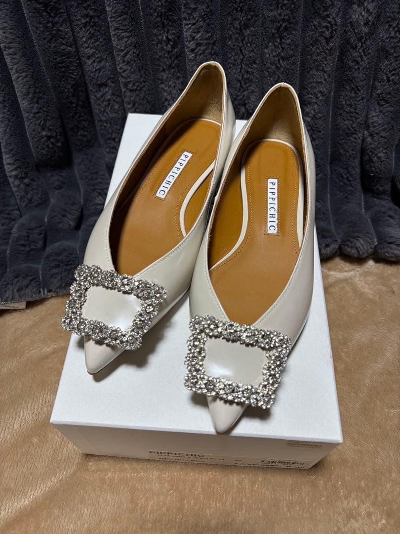 ピッピシック　37 pippichic フラット　パンプス　新品　 ビジュー