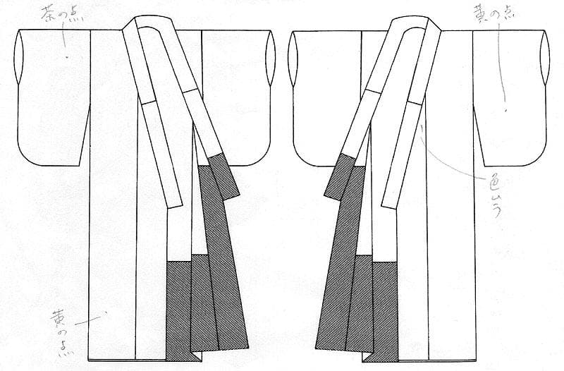 青緑色のぼかしに御所解模様　浜ちりめん　小紋