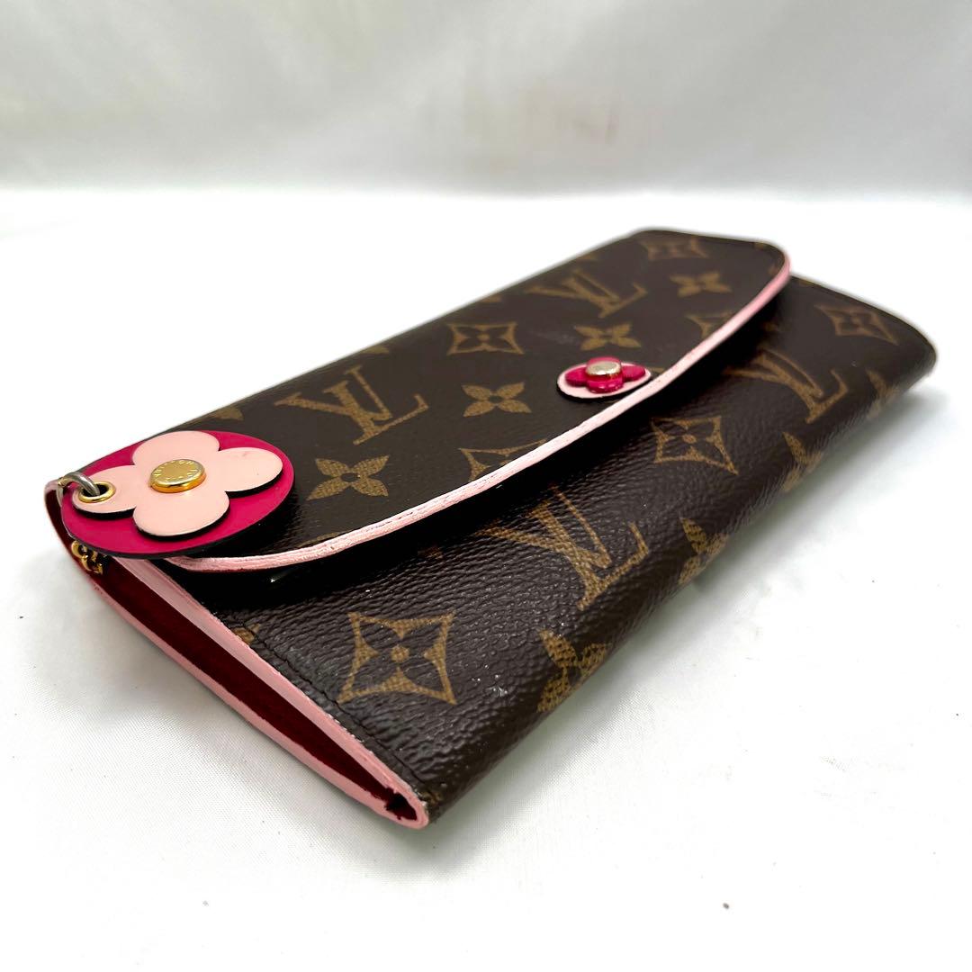 ルイヴィトン モノグラム フラワーチャーム ポルトフォイユ エミリー 長財布