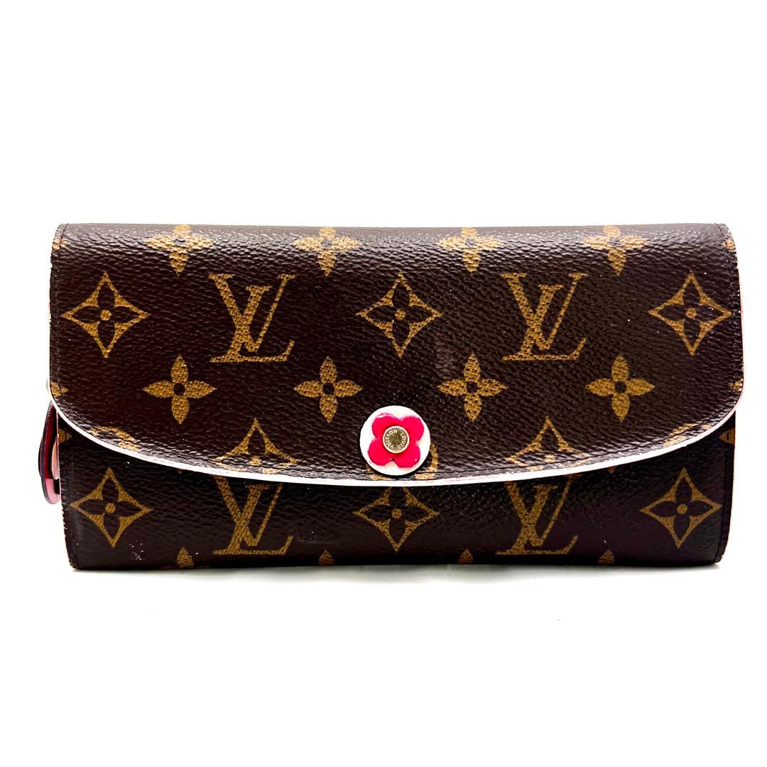 ルイヴィトン モノグラム フラワーチャーム ポルトフォイユ エミリー 長財布