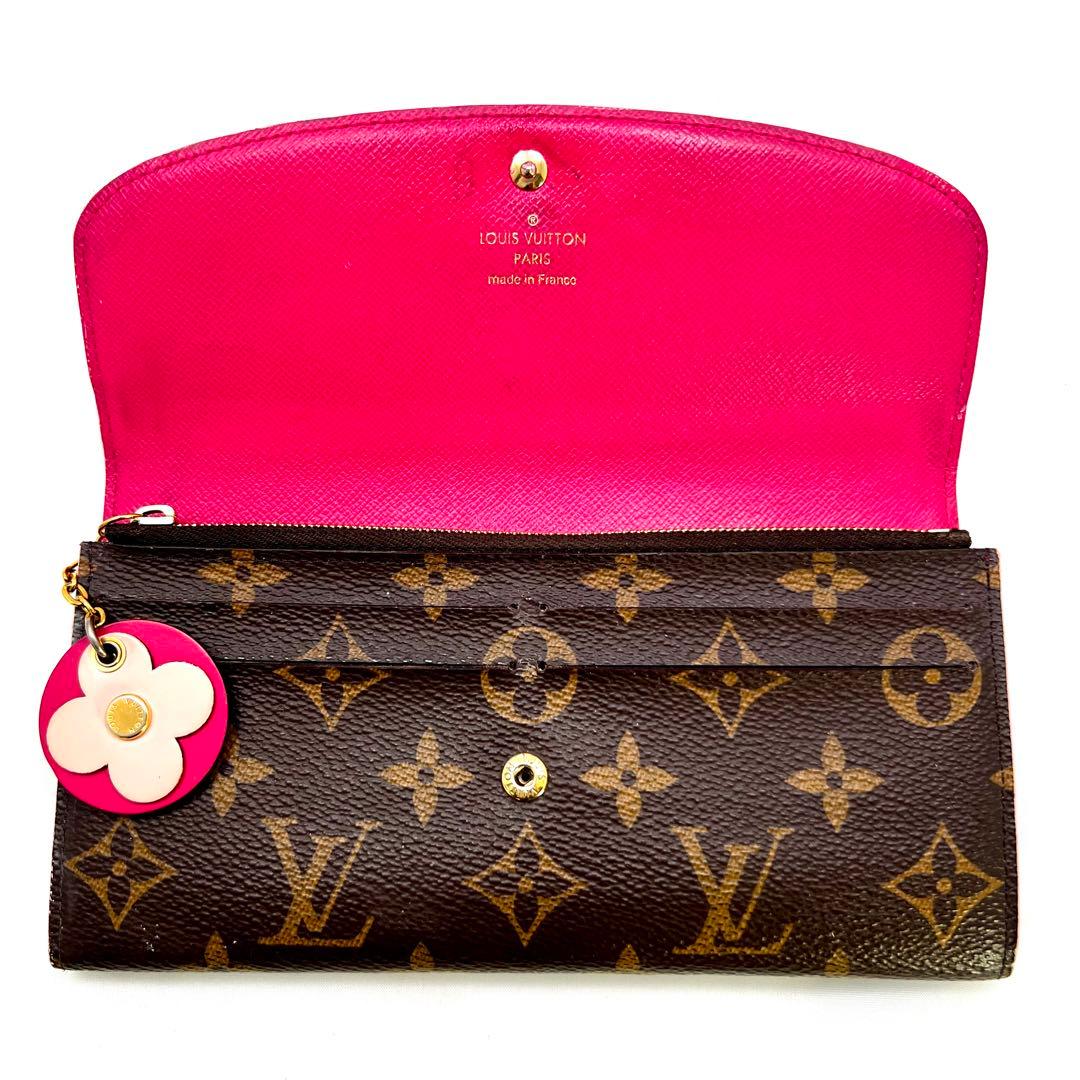 ルイヴィトン モノグラム フラワーチャーム ポルトフォイユ エミリー 長財布