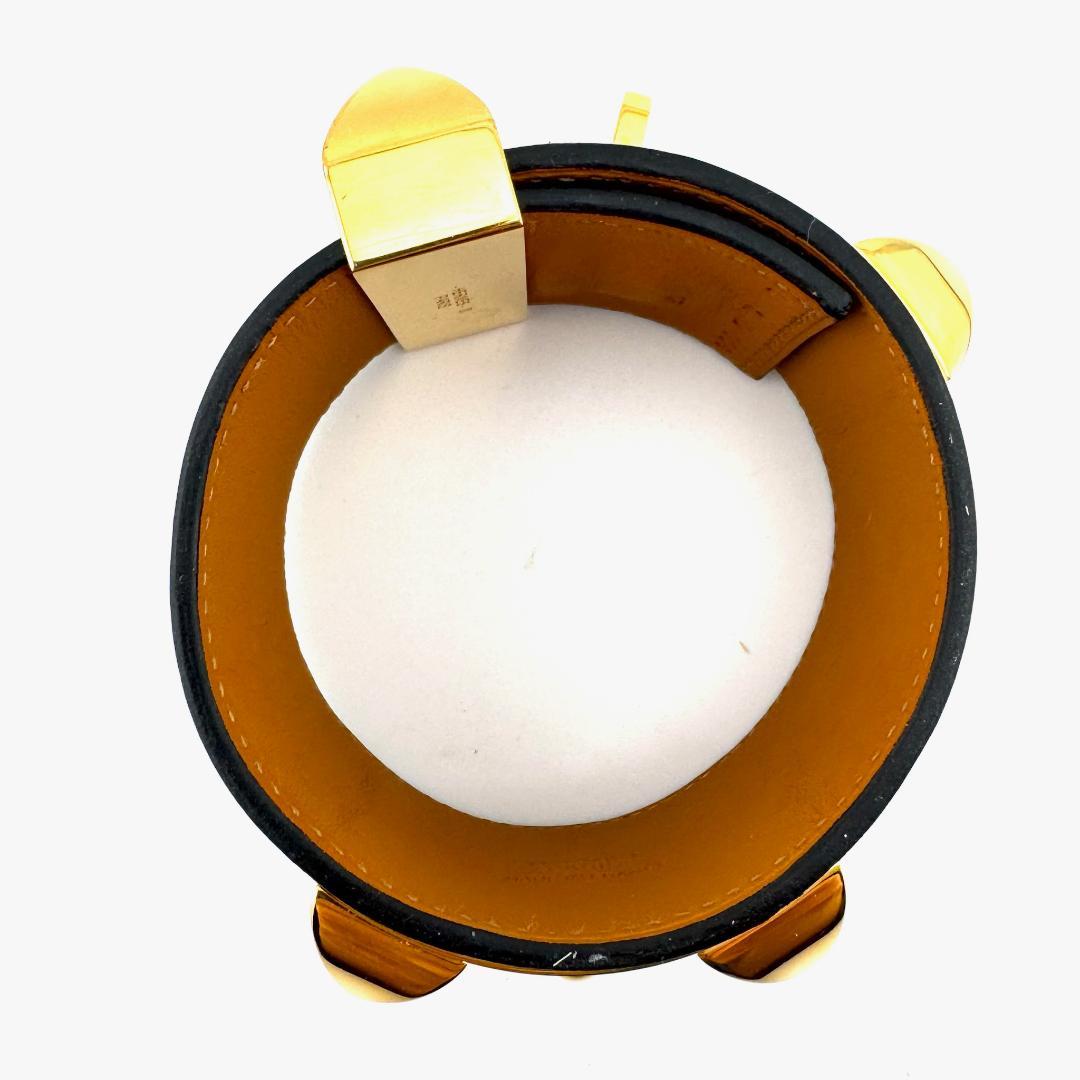 エルメス HERMES コリエドシアン バングル □X刻印 ブラック ゴールド