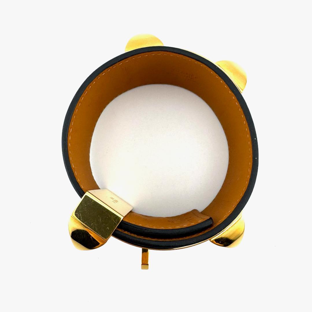 エルメス HERMES コリエドシアン バングル □X刻印 ブラック ゴールド