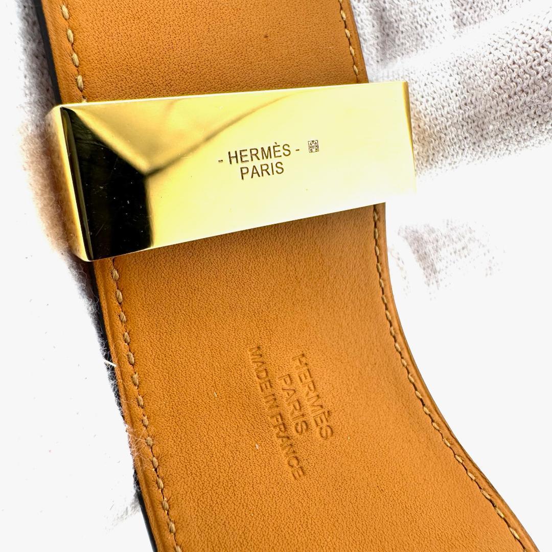 エルメス HERMES コリエドシアン バングル □X刻印 ブラック ゴールド