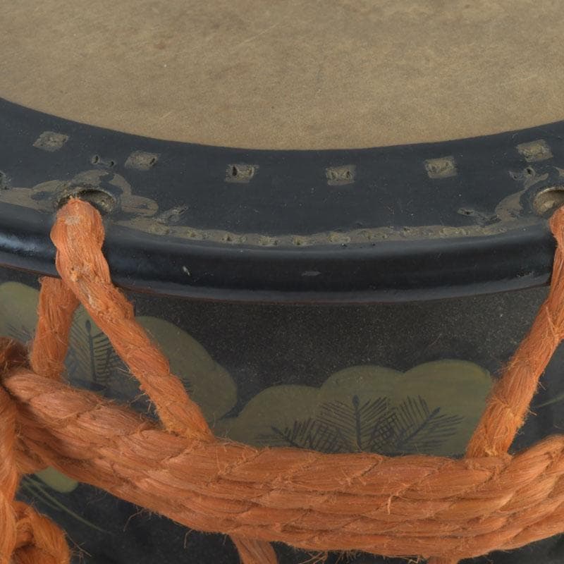 和楽器　和太鼓　締太鼓　梅竹蒔絵胴　台座付　V　9889A