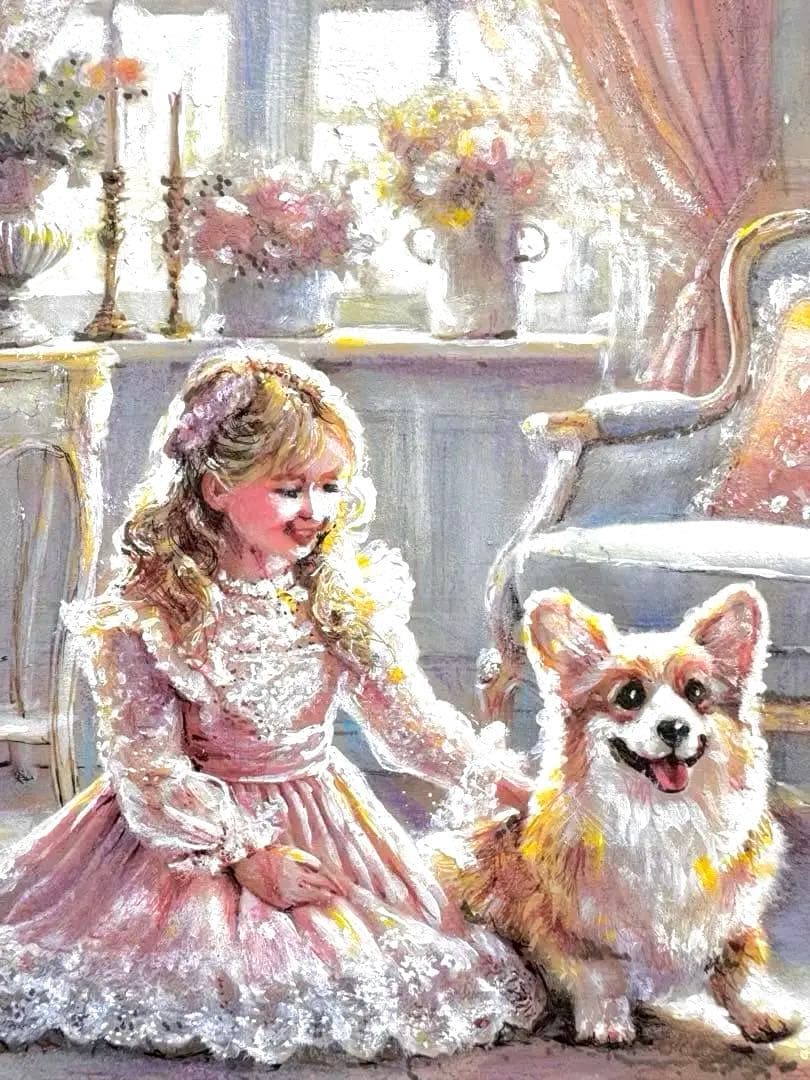 ぷ*侍様 絵画原画　（lets dance）コーギーの1stステップ