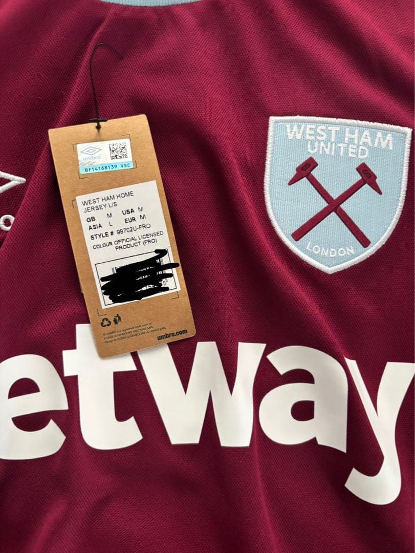 24-25/ウエストハム　長袖ホームキット