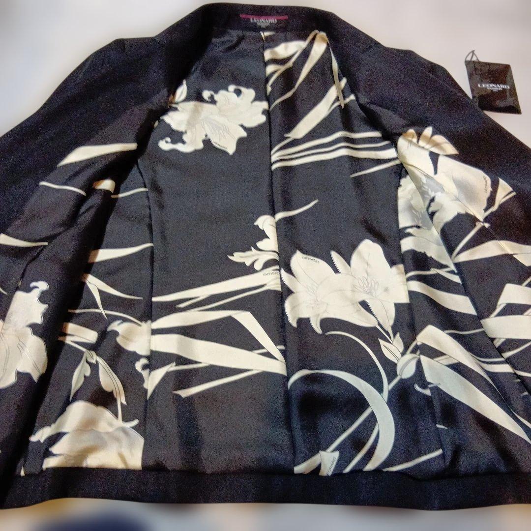 レオナール　シルク　ブラック テーラードジャケット