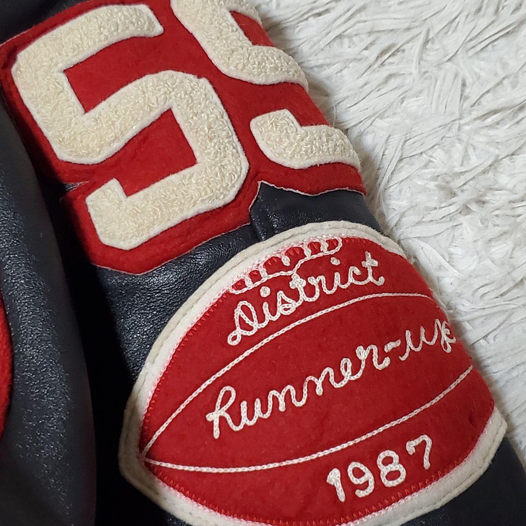 80s LARRY BLACK レザー ウール スタジャン USA製 42