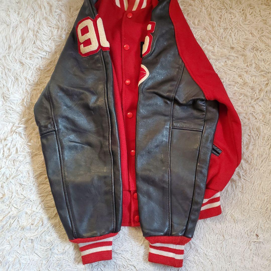 80s LARRY BLACK レザー ウール スタジャン USA製 42