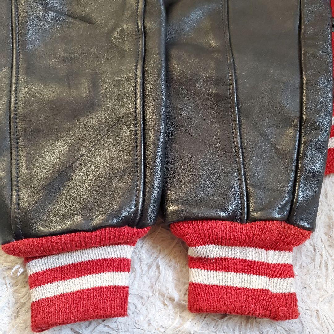 80s LARRY BLACK レザー ウール スタジャン USA製 42