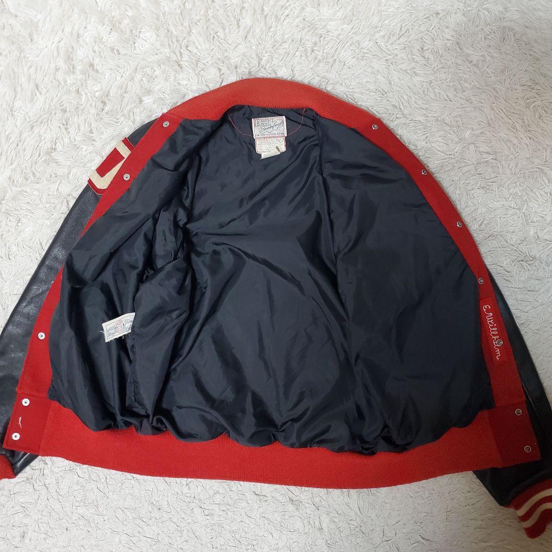 80s LARRY BLACK レザー ウール スタジャン USA製 42