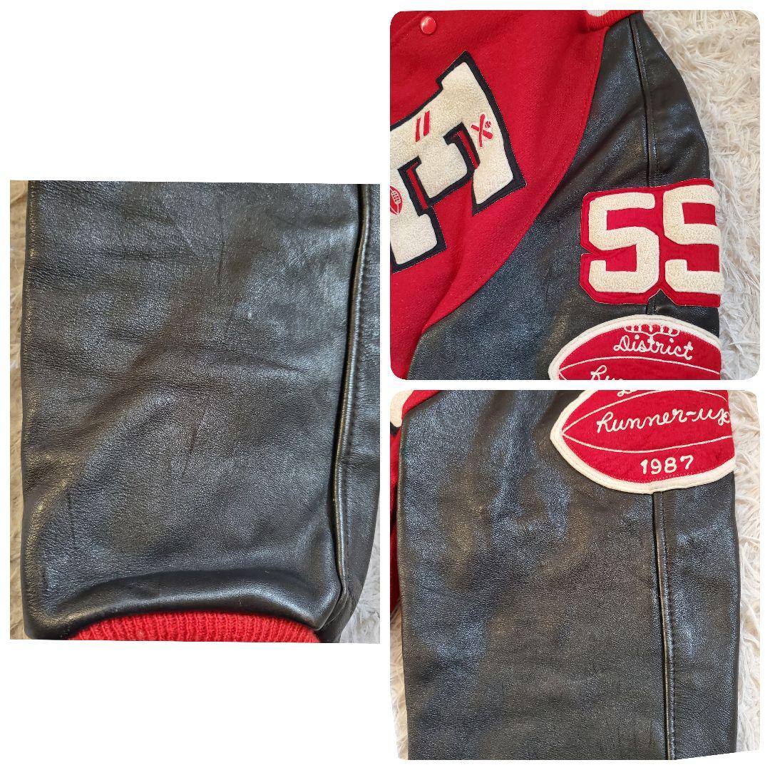 80s LARRY BLACK レザー ウール スタジャン USA製 42