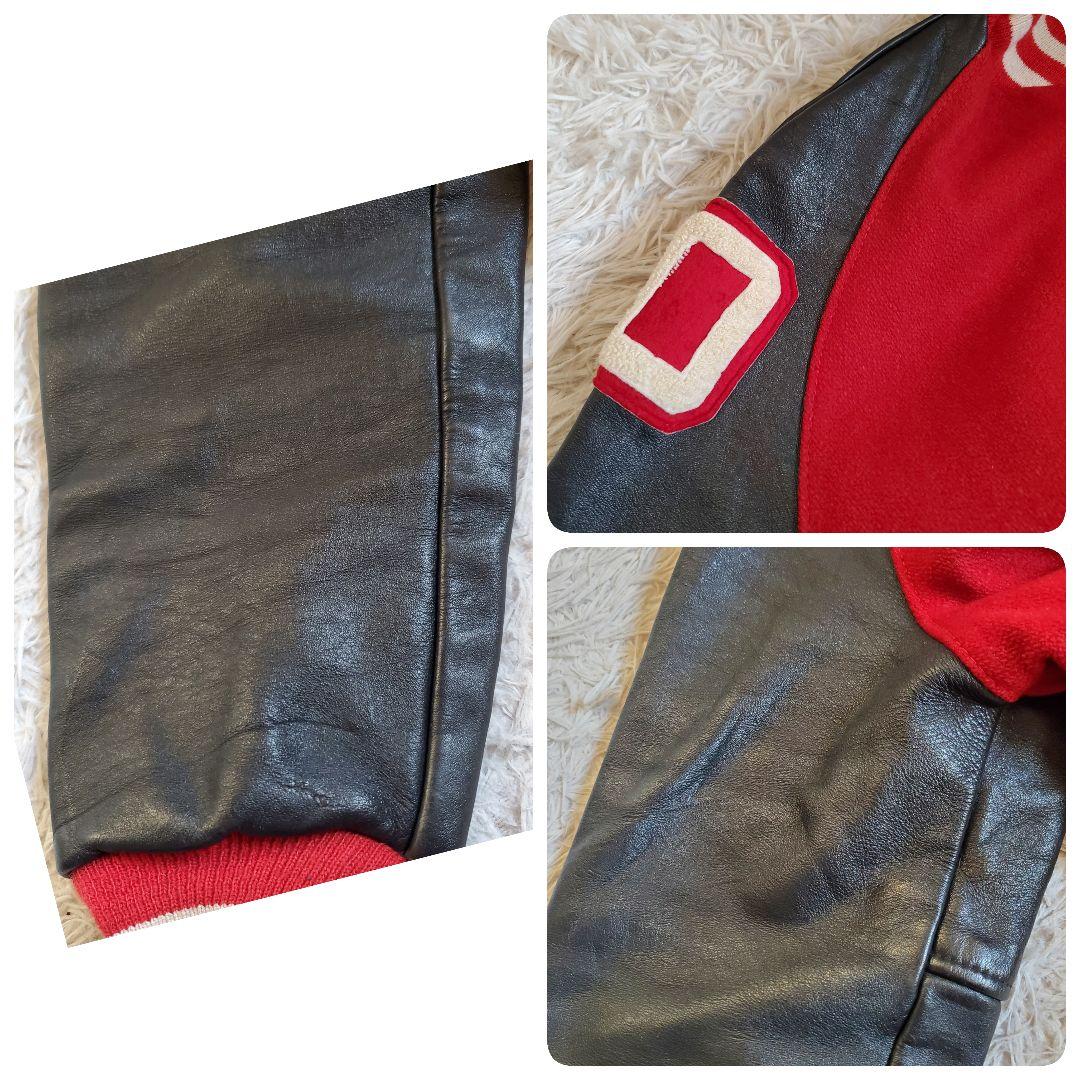 80s LARRY BLACK レザー ウール スタジャン USA製 42