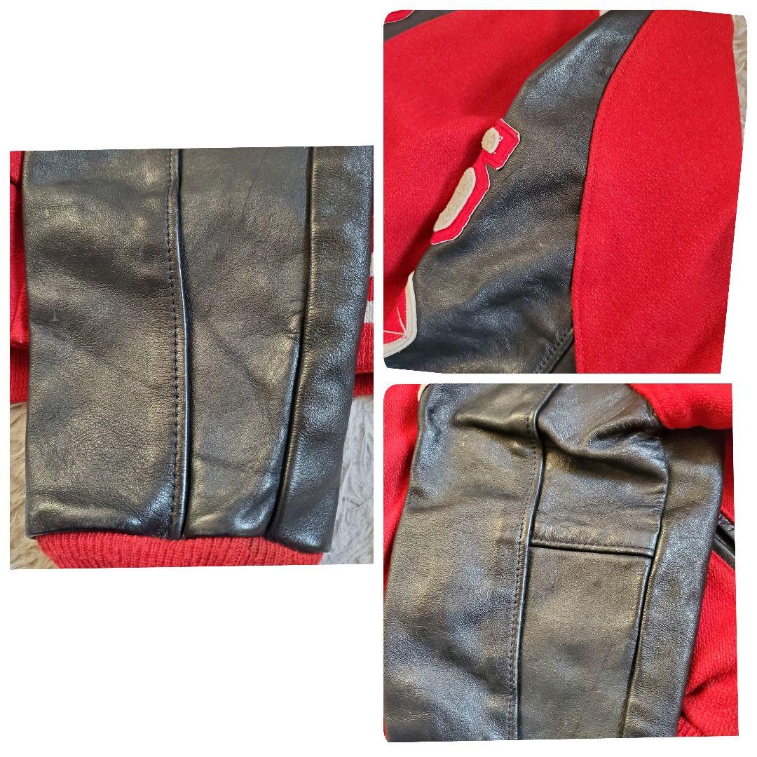 80s LARRY BLACK レザー ウール スタジャン USA製 42