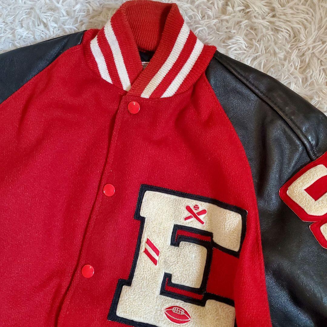 80s LARRY BLACK レザー ウール スタジャン USA製 42