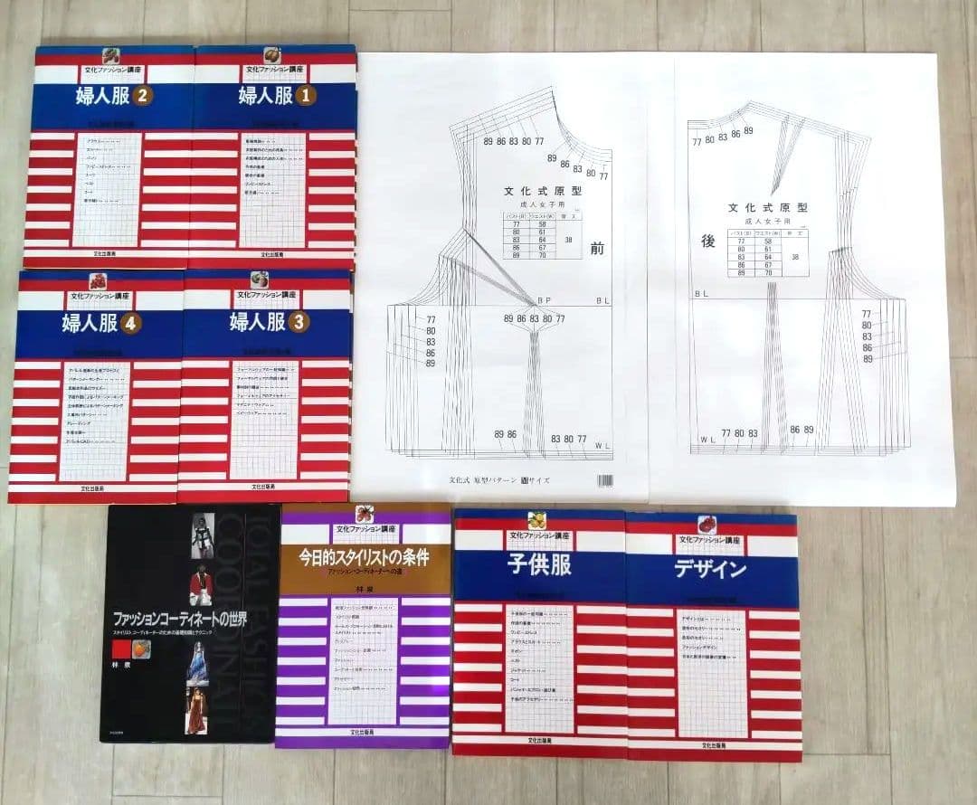 文化服装学院教材8冊+原型パターン