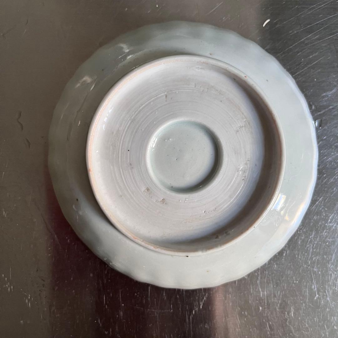 骨董　古伊万里　白磁　菊形　なます皿＆小皿セット