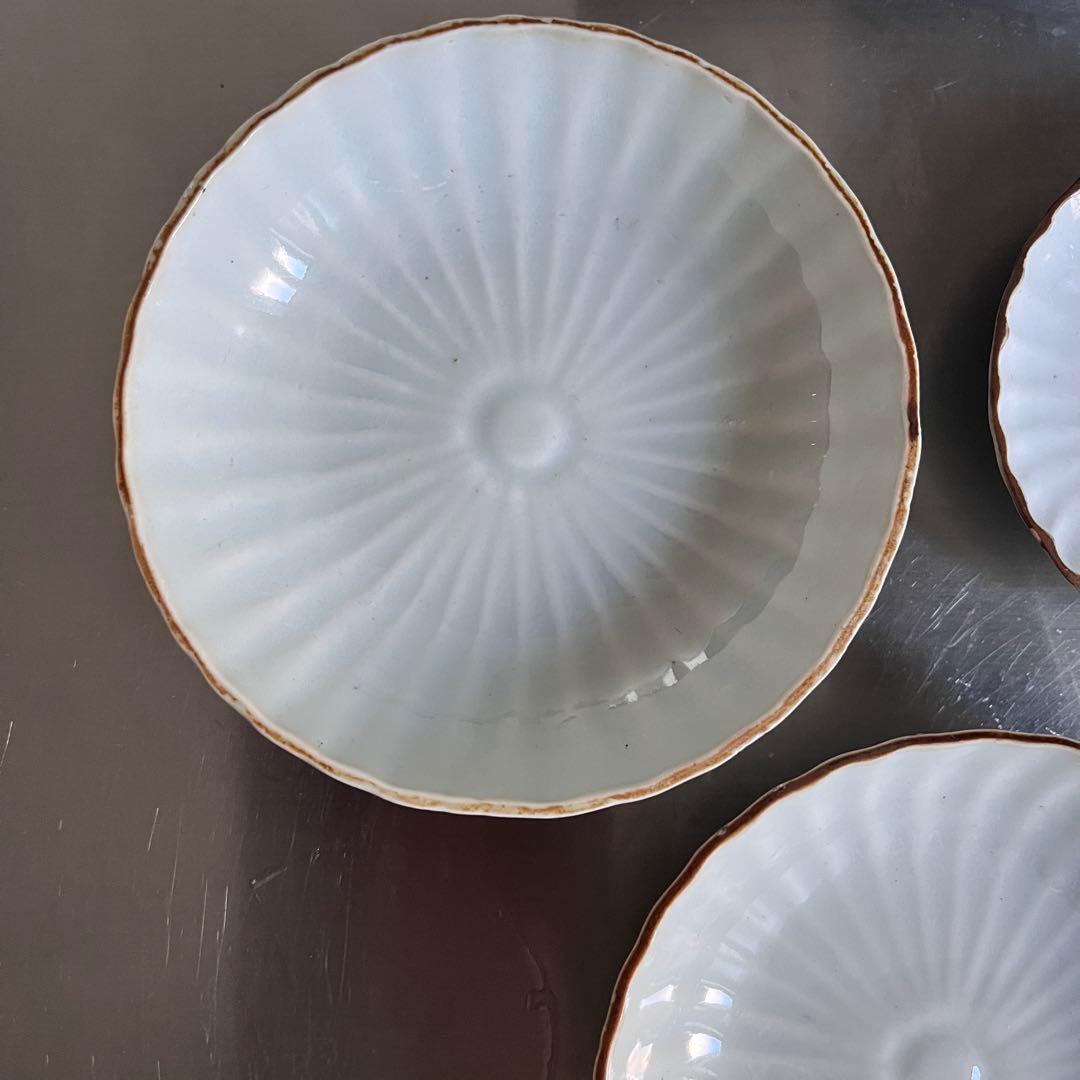 骨董　古伊万里　白磁　菊形　なます皿＆小皿セット