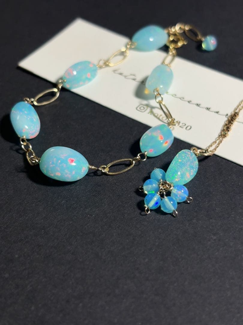 シーブルーカラーオパールチャームセット R960