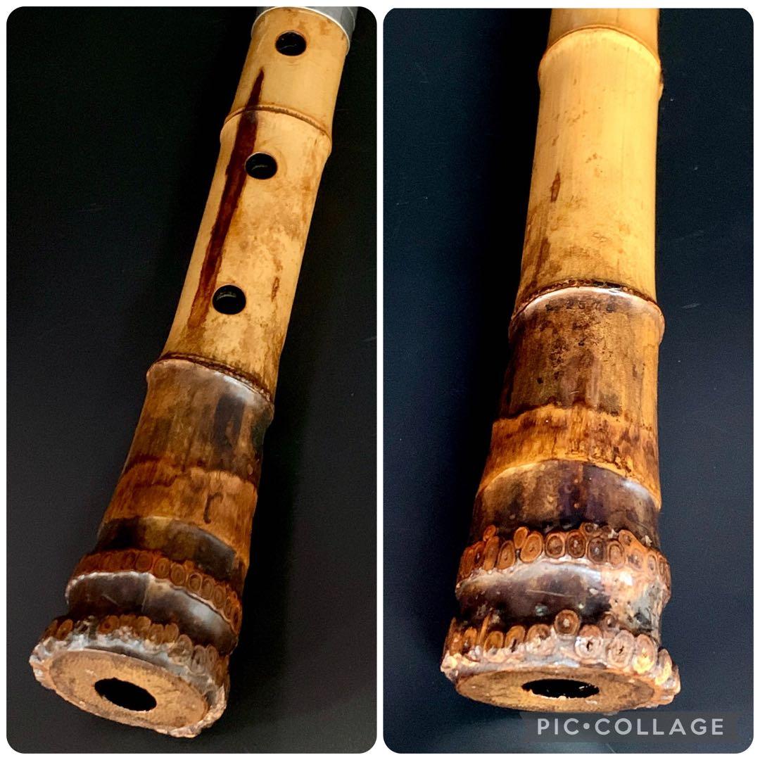 都山流 尺八 『河野玉水』 在銘 銀中継ぎ 1尺8寸（約55センチ）