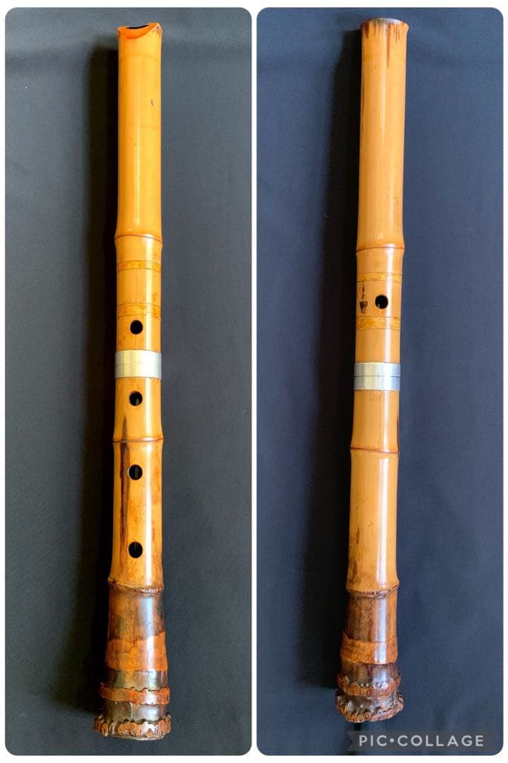 都山流 尺八 『河野玉水』 在銘 銀中継ぎ 1尺8寸（約55センチ）