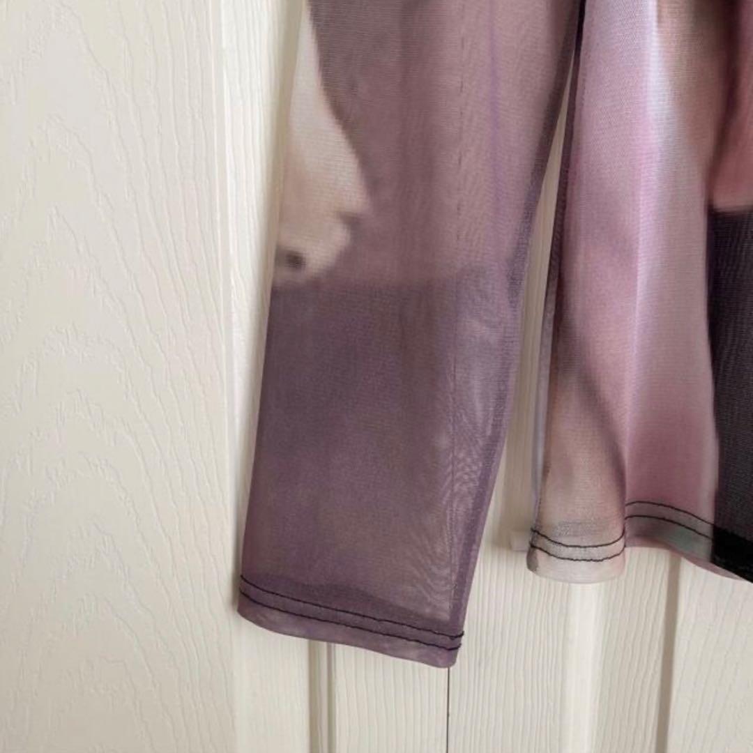 トップス turtleneck long sleeve see through top