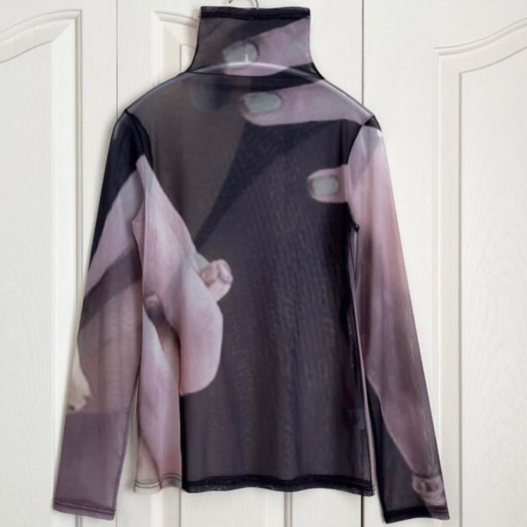 トップス turtleneck long sleeve see through top