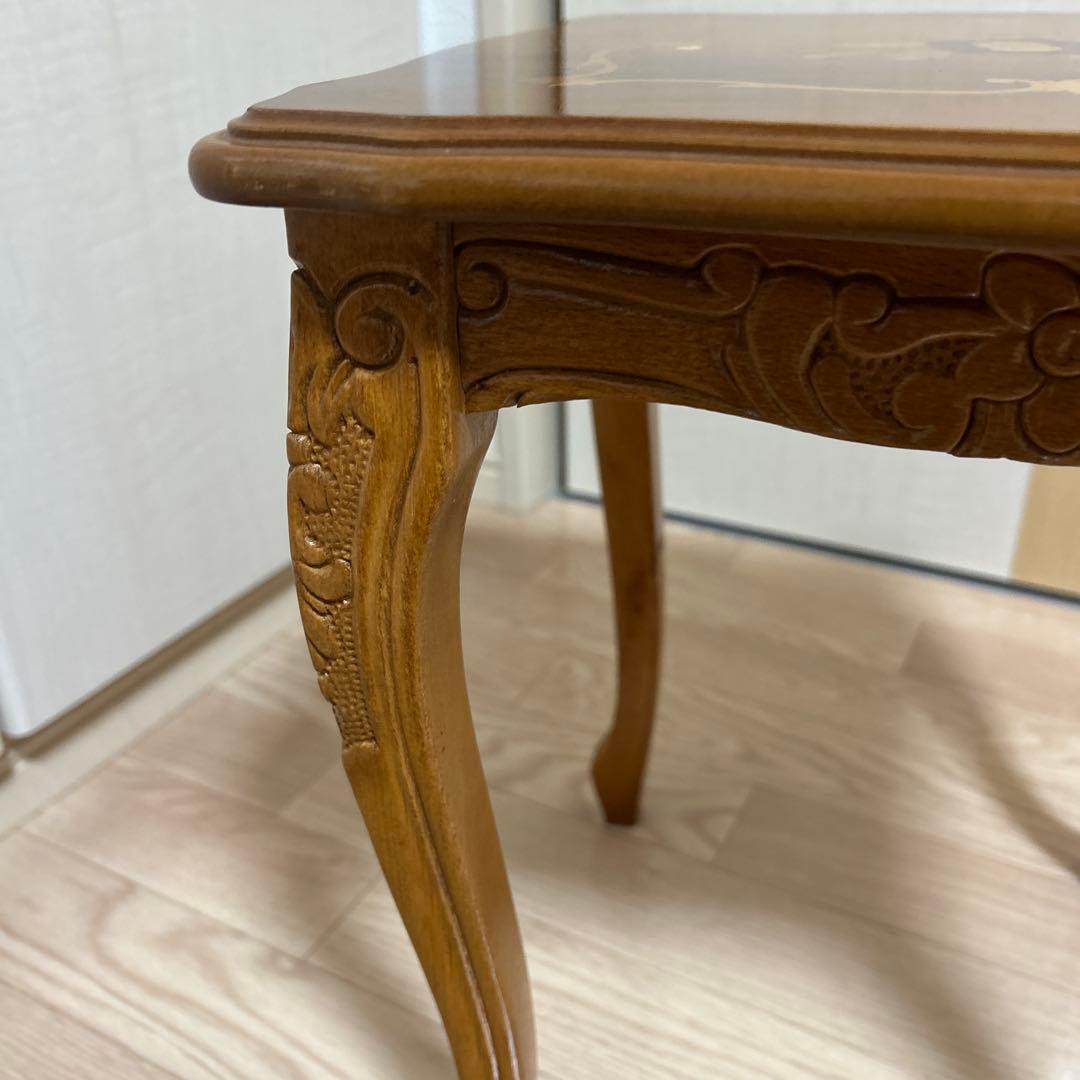 美品✨イタリア製　サイドテーブル　象嵌細工　猫脚　ネストテーブル　アンティーク