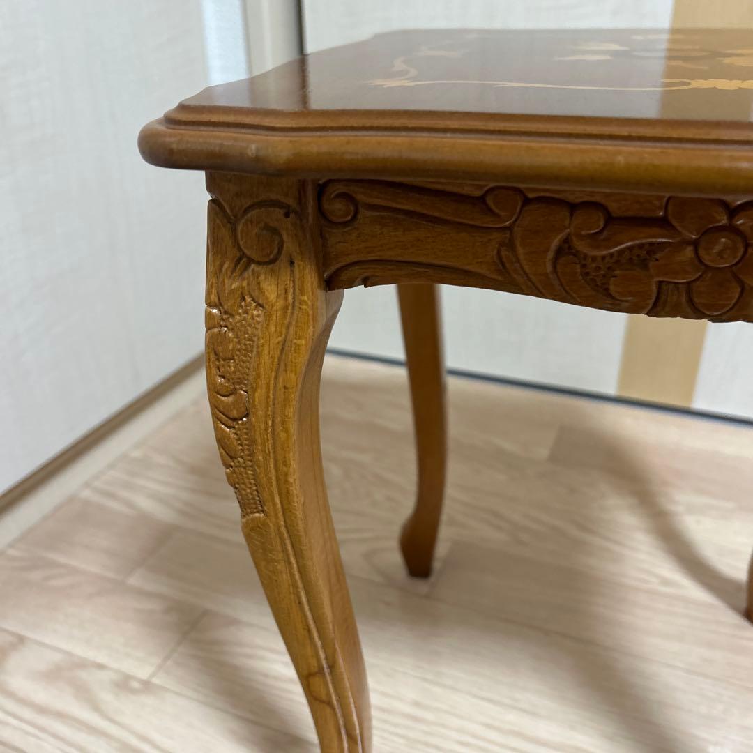 美品✨イタリア製　サイドテーブル　象嵌細工　猫脚　ネストテーブル　アンティーク