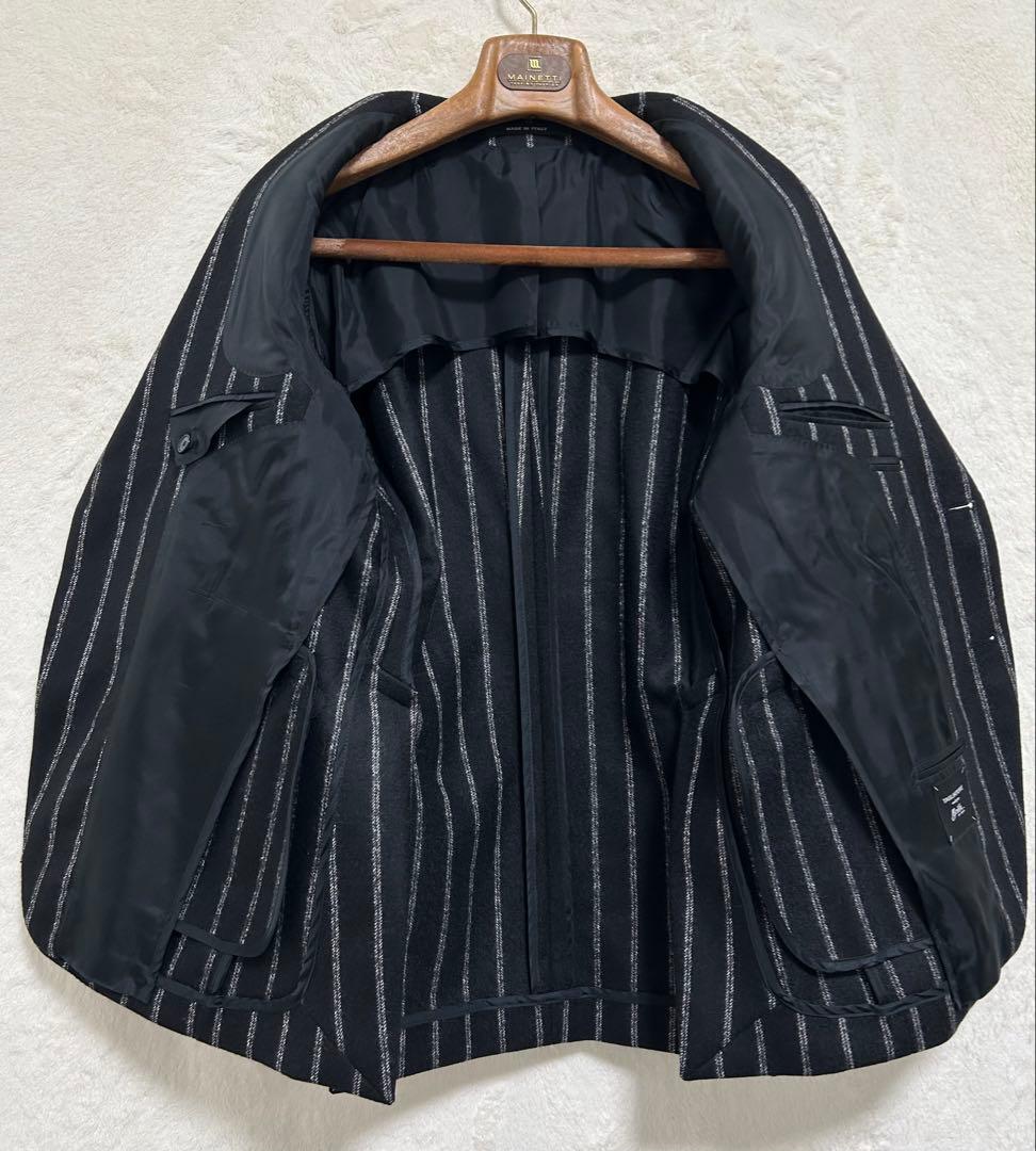 【新品同様】TAGLIATORE メンズ スーツ 46 M 黒×白 ストライプ