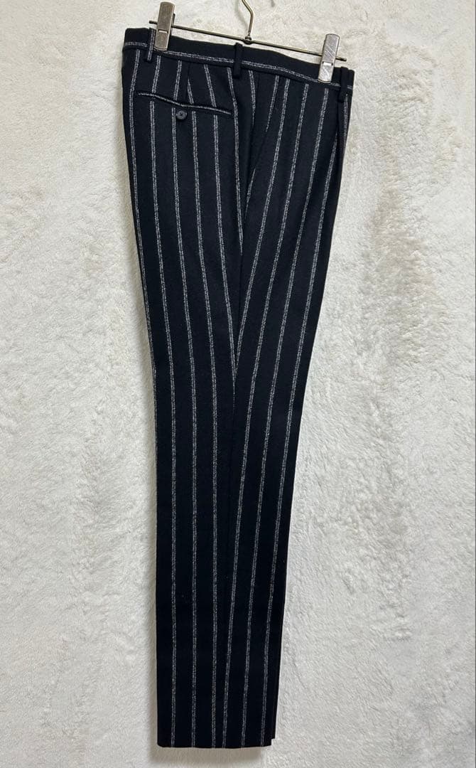 【新品同様】TAGLIATORE メンズ スーツ 46 M 黒×白 ストライプ