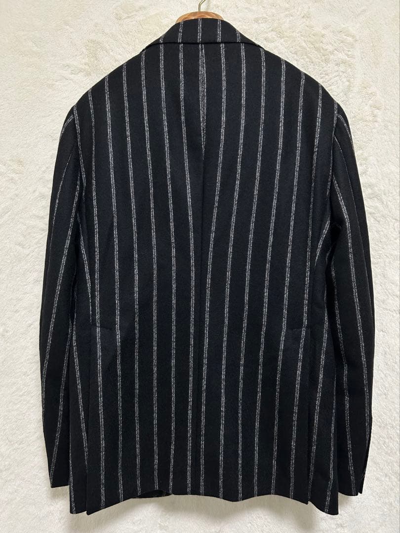 【新品同様】TAGLIATORE メンズ スーツ 46 M 黒×白 ストライプ