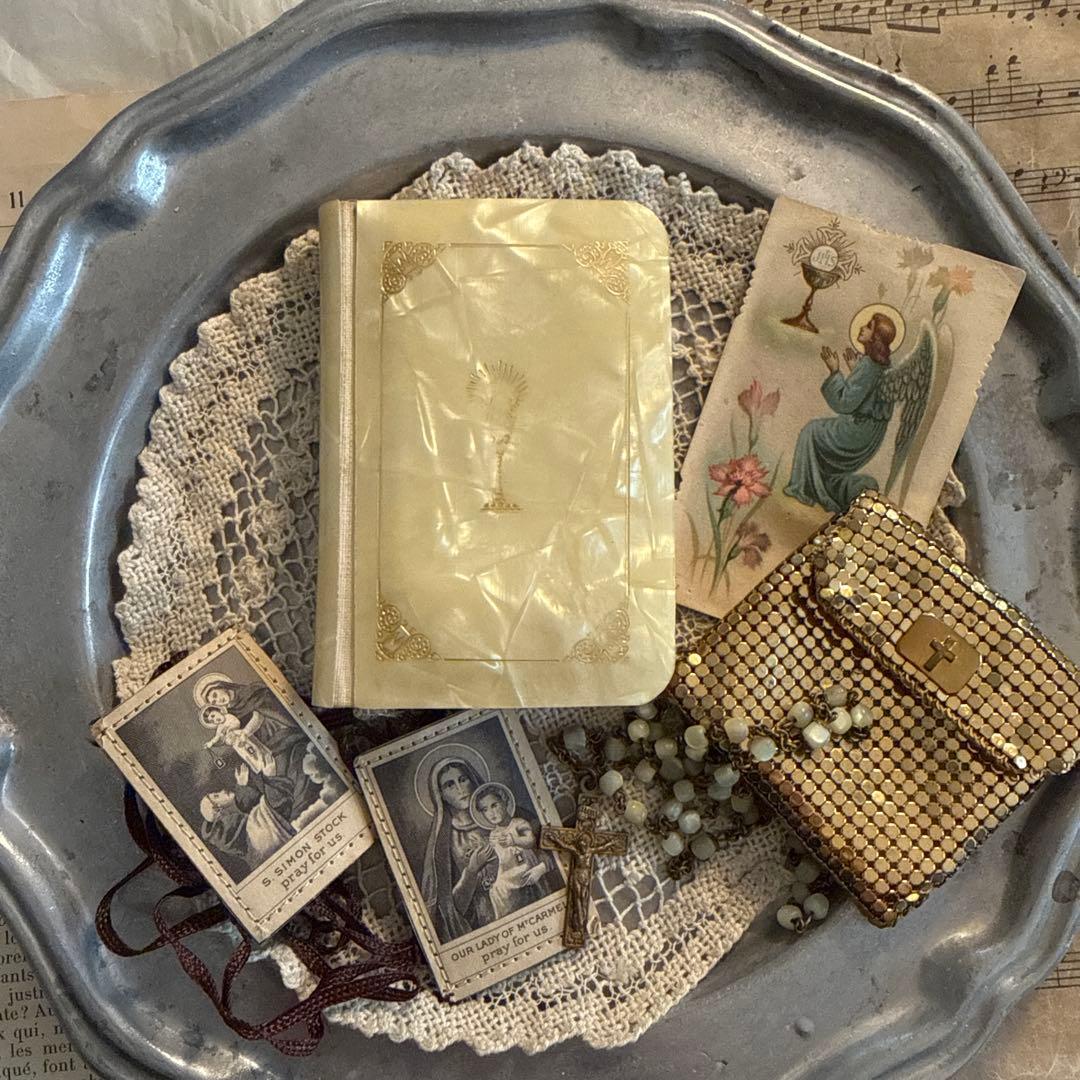 1940年アンティーク美しいmissel聖書セット　ジャンクジャーナル洋書　古書