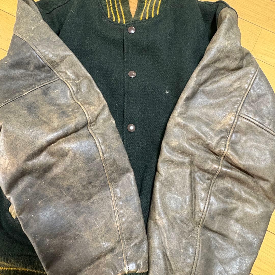 80s Golden Bear レザースタジャン ブラウン 革タグ 米国製