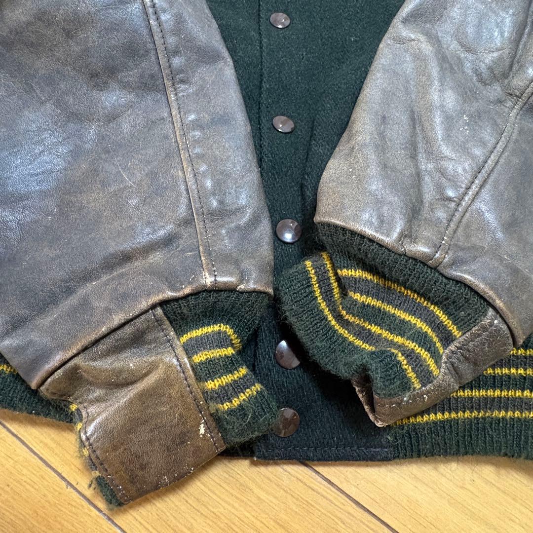 80s Golden Bear レザースタジャン ブラウン 革タグ 米国製