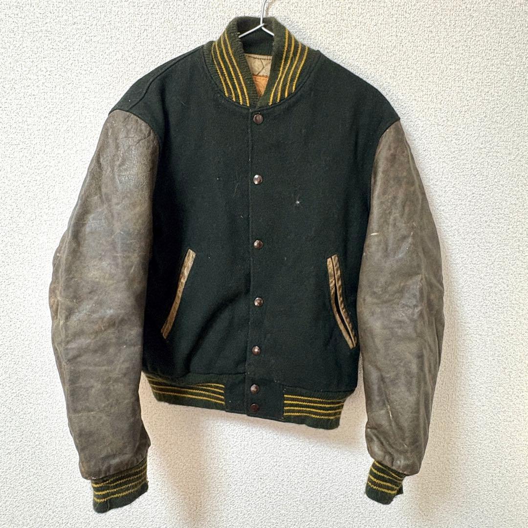 80s Golden Bear レザースタジャン ブラウン 革タグ 米国製