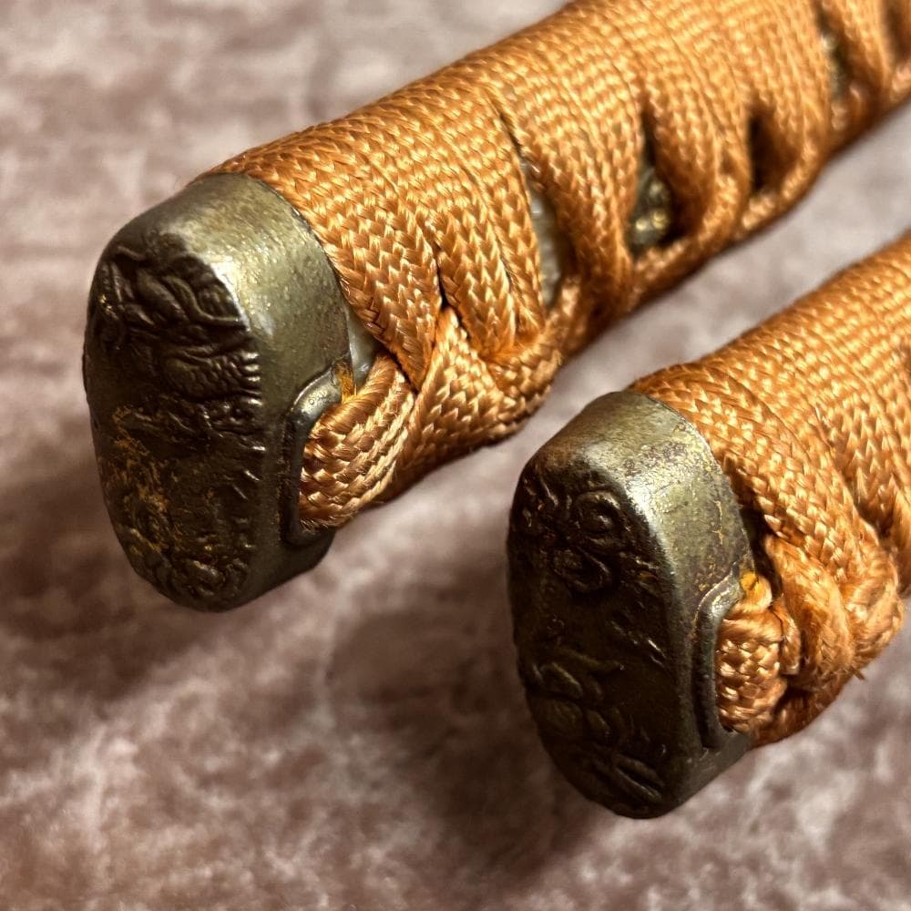 模造刀 模擬刀 レプリカ 大小揃え 互の目尖り刃 鉄鍔 梨地鞘 観賞用