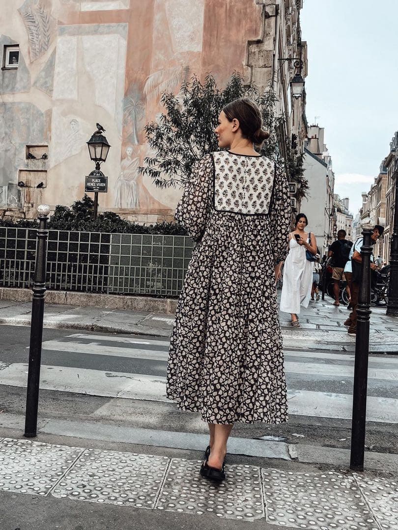 インド ブロックプリント ワンピース 新品 ブラック ホワイト