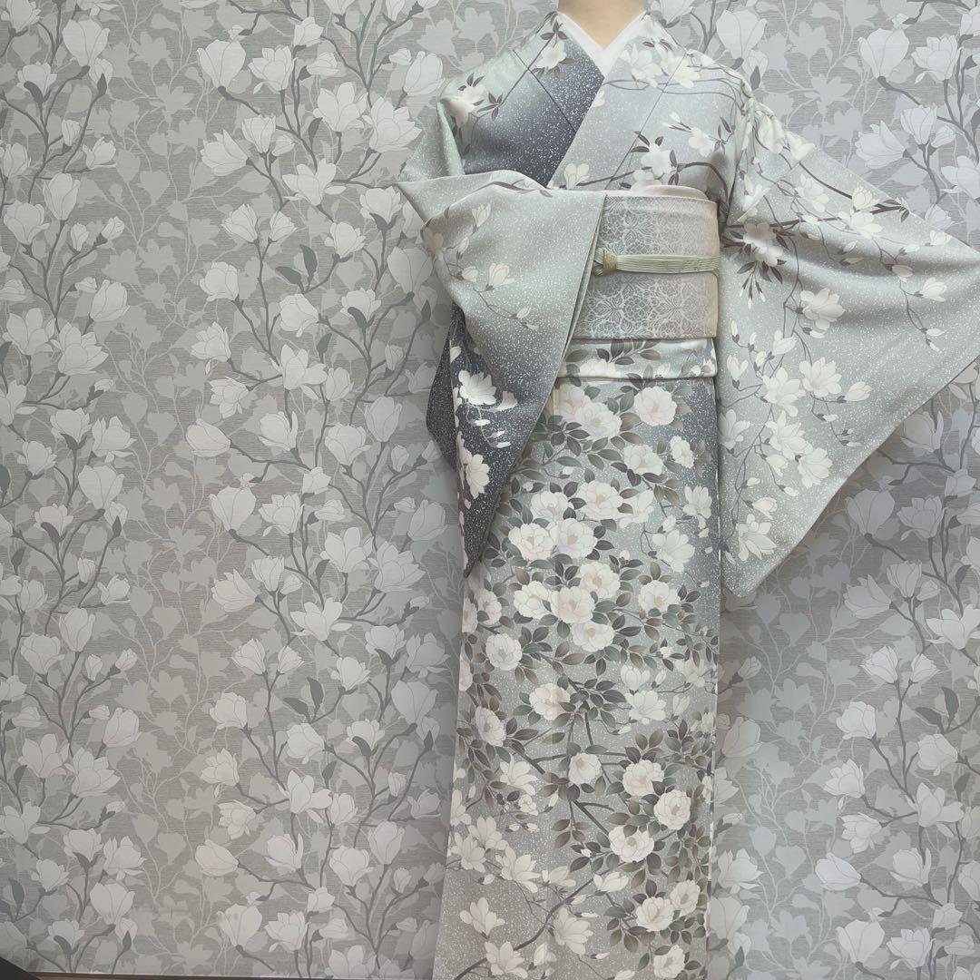 正絹 訪問着 椿桜木蓮 伊と幸 長襦袢おまけ