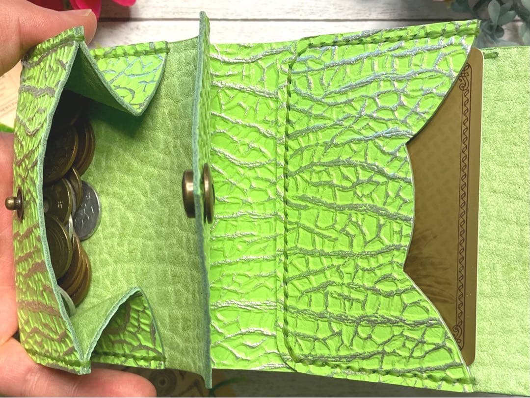 ❤【新作♪】【猫×メロン♪】お洒落可愛い猫モチーフのコンパクトミニ財布♪メロン柄