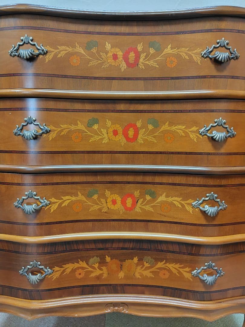 象嵌　チェスト　4段　猫脚