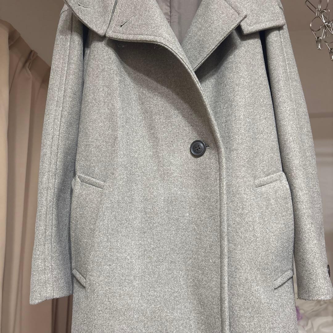 スタンドカラーメルトンロングコート　Mサイズ