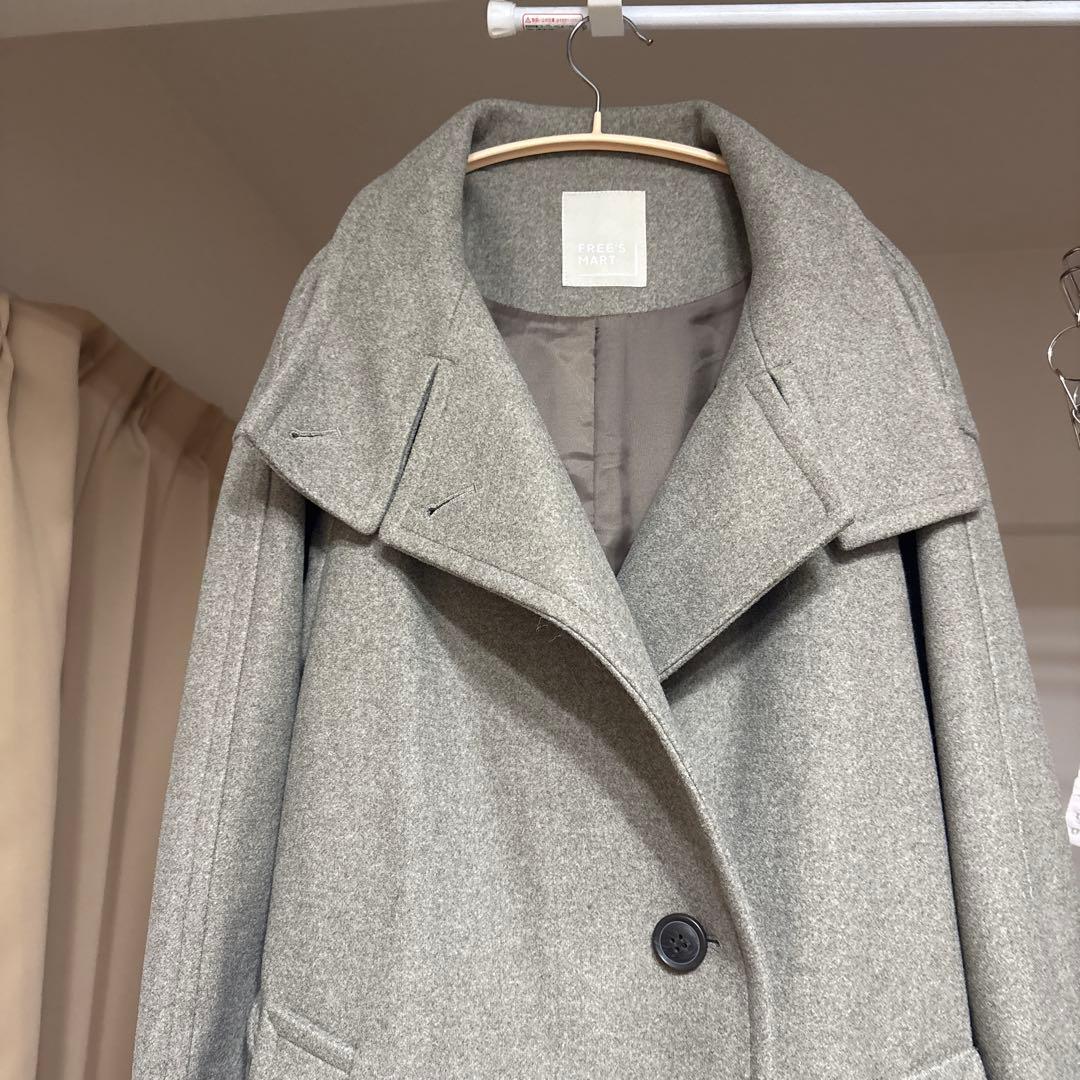 スタンドカラーメルトンロングコート　Mサイズ