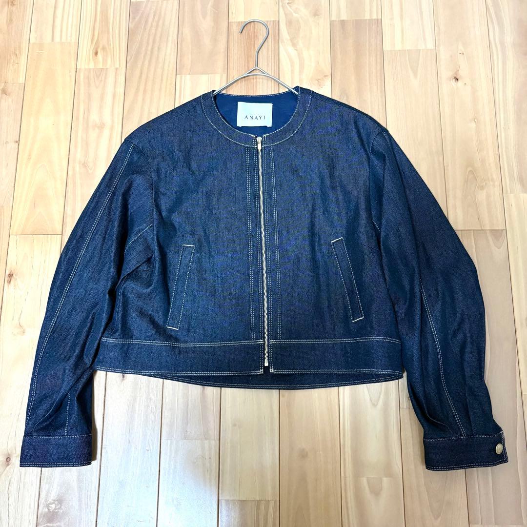 美品！ANAYI 2023 デニムライクジップアップ ジャケット38 定価５万