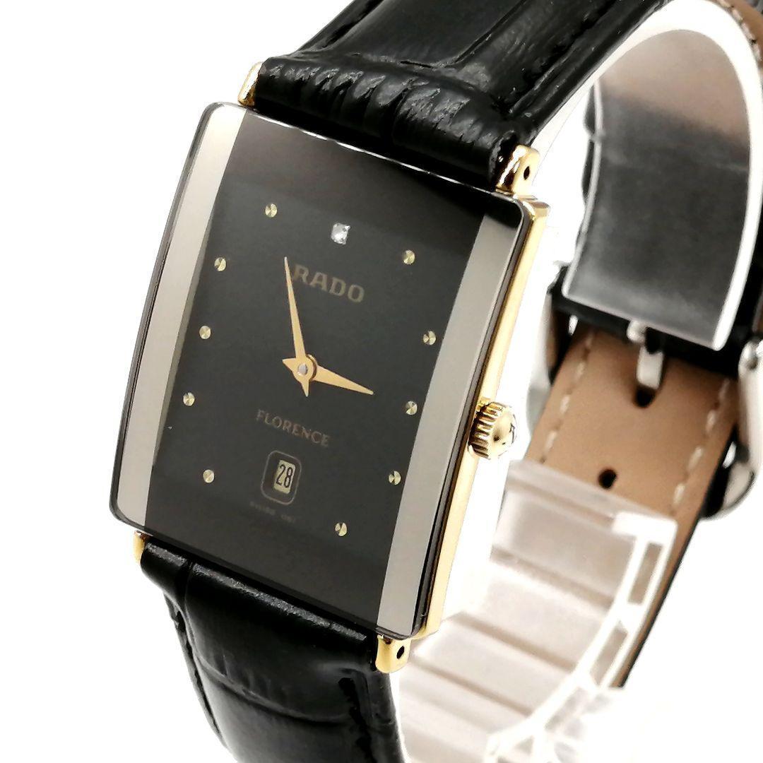 稼働✨ラド―　フローレンス　腕時計　ユニセックス　1P ダイヤ　デイト　新品電池
