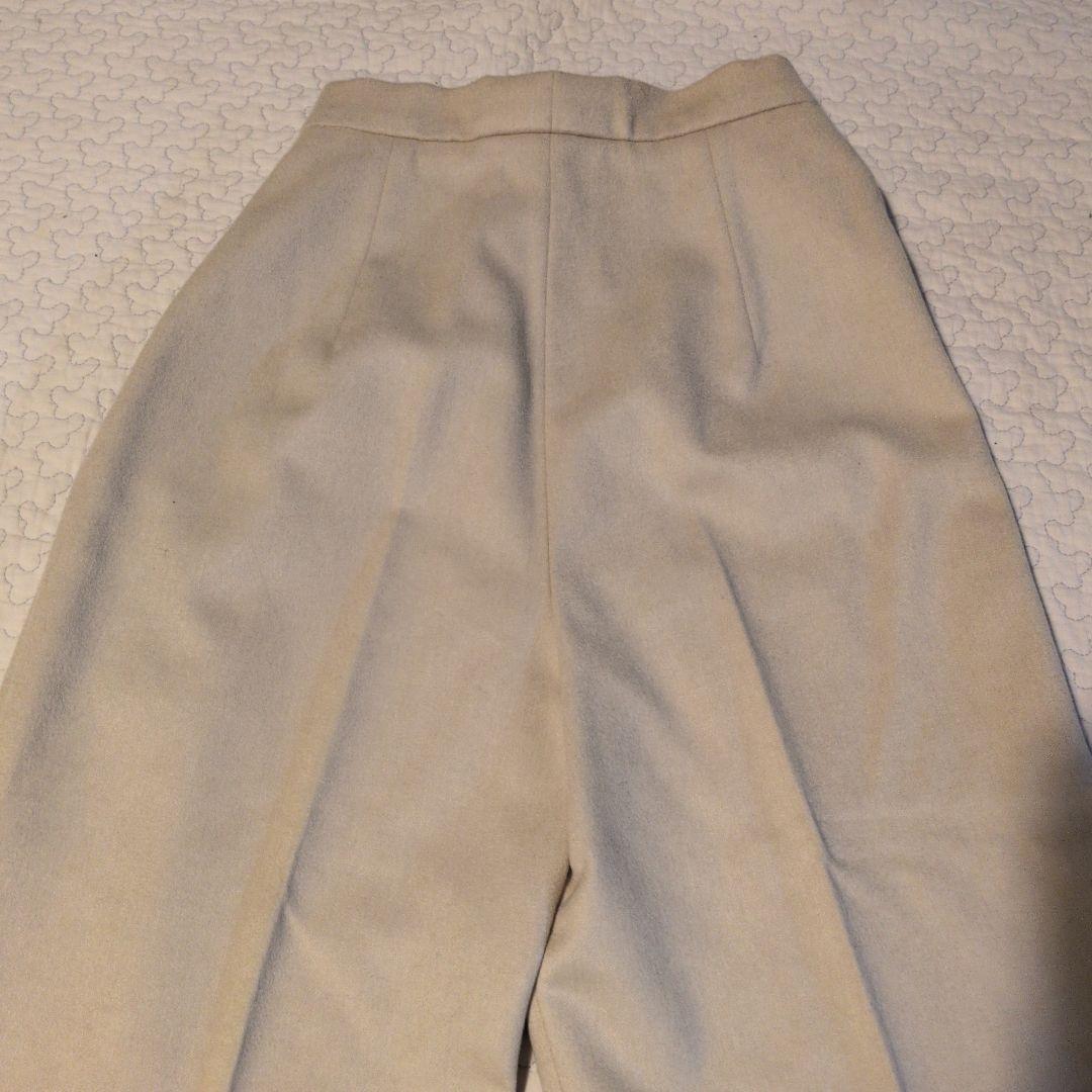 MaxMaraベージュ ウールパンツ センタープレス カシミヤ　36