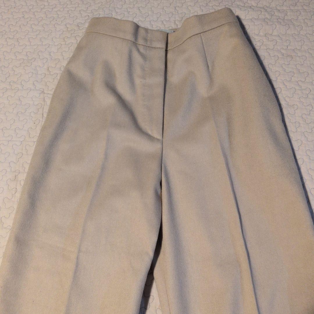 MaxMaraベージュ ウールパンツ センタープレス カシミヤ　36