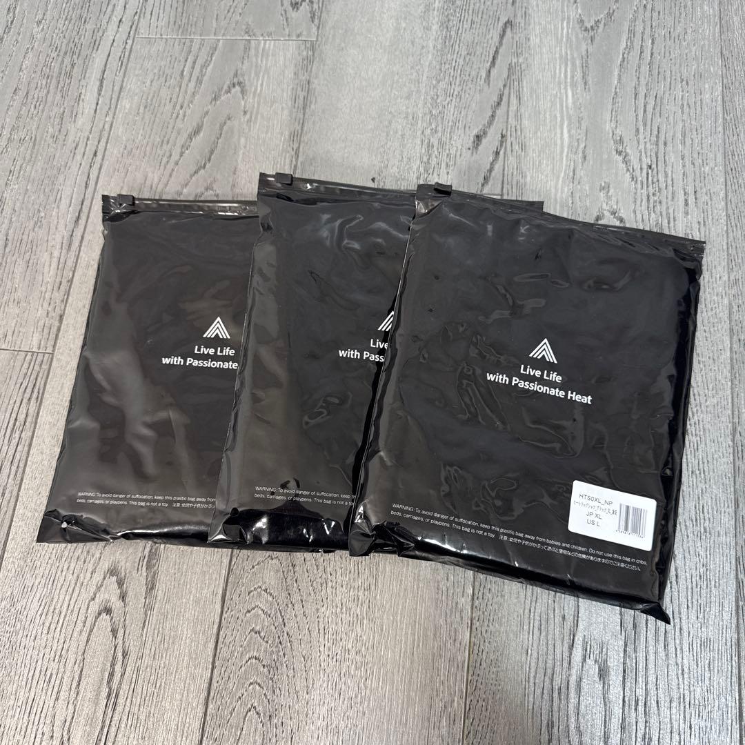 新品 ヒートラップシャツ ブラック XL 3着セット 防寒インナー