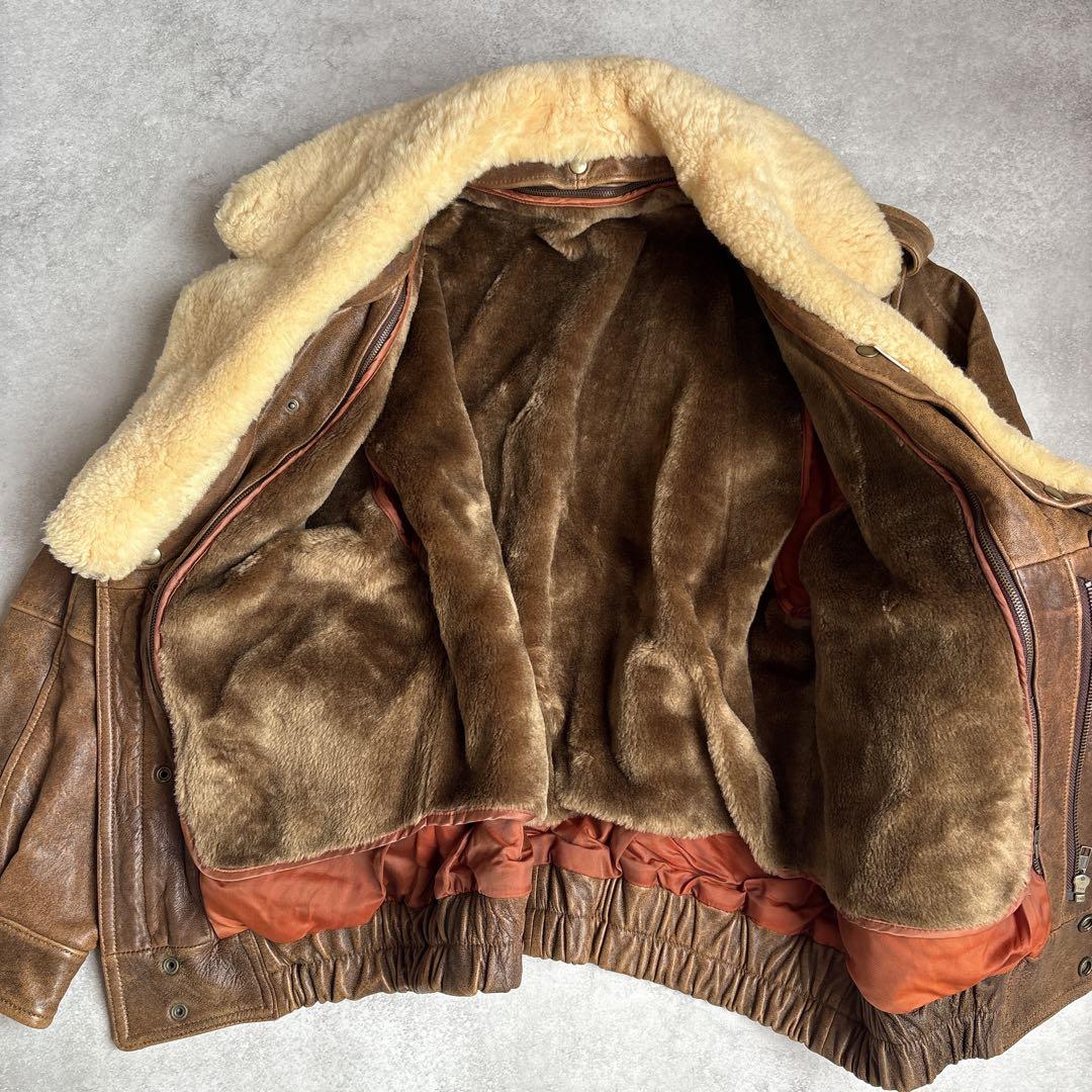 G-1シープスキンレザージャケットフライトジャケットジップアップブルゾン4way